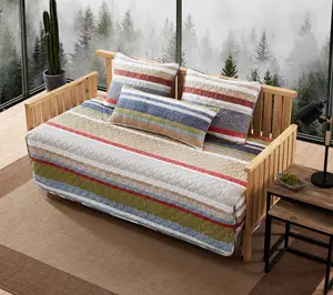 Eddie Bauer Salmon Ladder Khaki Cotton 39x75 Daybed Quilt Set