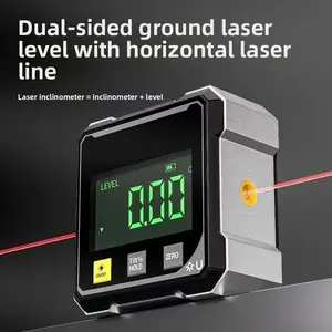 High Precision Digital Dual Green Laser Level - Rechargeable Compact Design Home DIY Tool, Built-In Level Bubble, Simple Operation Buttons, Wall-Mount Mini Cube Precision Angle Measuring Inclinometer