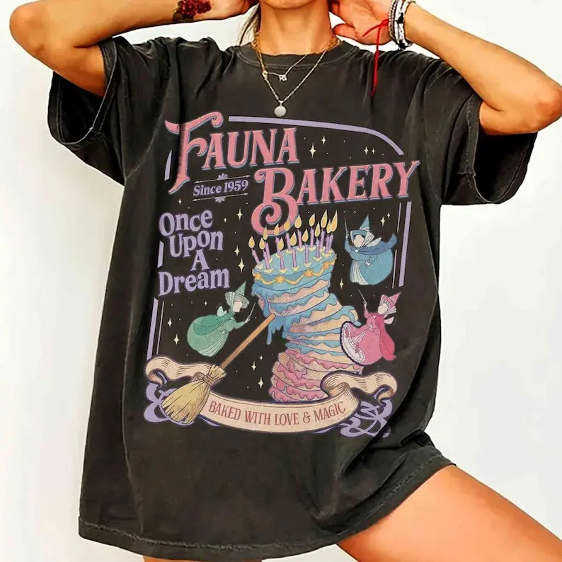 Retro Sleeping Beauty Baked With Love And Magic Shirt, Fairy Godmother Tee, Aurora Princess Shirt