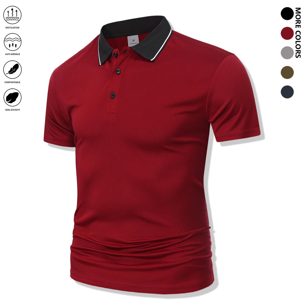 4-piece set: casual men’s short-sleeve polo shirt set featuring a comfortable relaxed fit and a classic turn-down collar shirt, suitable for work, golf, travel, and everyday wear.