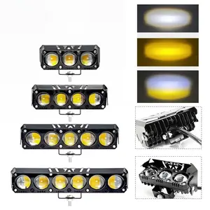 7inch Dual Color LED Motorcycle Light Bar Yellow/White Offroad Pod Work Lights for Motorcycles Trucks ATV SUV Vehicles