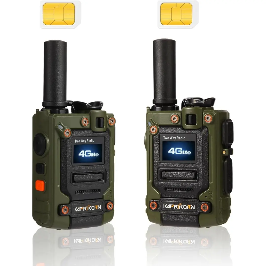 [2-Pack] Cellular SIM 4G LTE Walkie Talkie, Unlimited Range 2-Way Radio with 1-Touch Push-to-Talk, Group & Private Communication for Outdoor, Warehouse Use