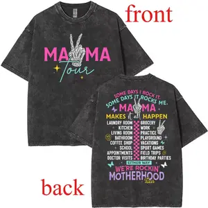 Casual Washed T - Shirt for Moms: Fun Typography and Cool Graphics Highlighting the Multifaceted Life of Motherhood Black