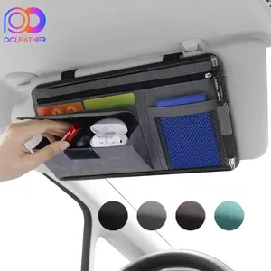 Car Sun Visor Organizer, Car Sun Visor Storage Bag, Car Storage Organizers, Car Suede Zipper Card Holder, Universal Car Interior Accessories