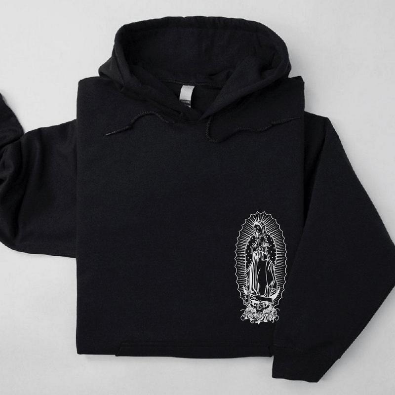 Virgen de Guadalupe Hoodie Trendy Hoodie Unisex Classic Cotton Fabric Printed Womenswear Menswear Premium Graphic Sweats Hoodied Stylish Cotton Sweatshirt