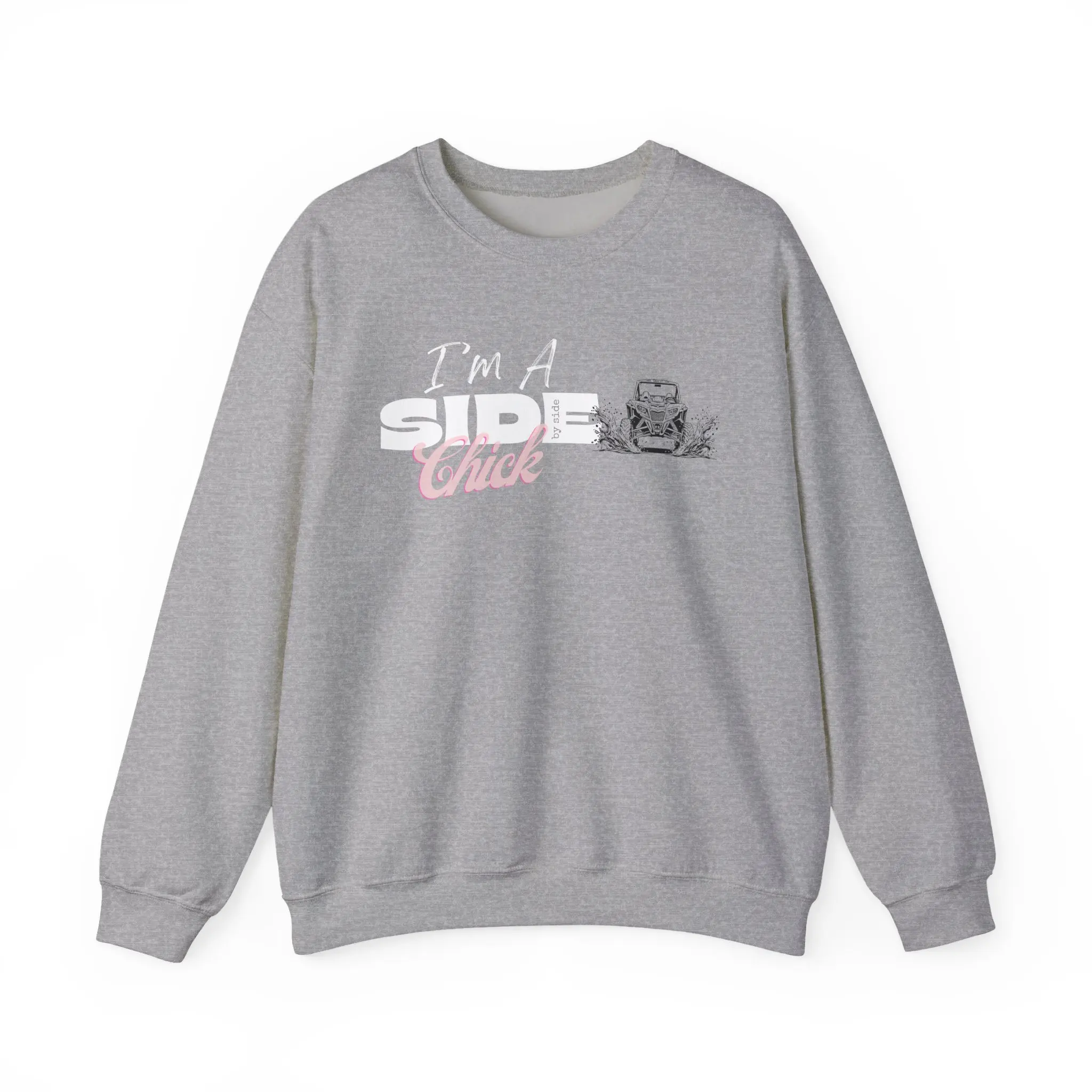 Side Chick Blackthorn Moto Cozy Unisex Heavy Blend™ super soft Crewneck Sweatshirt - Side By Side Off-Roading Vibe, Perfect for Adventurers, Great Gift for Birthdays, Holidays, Sweater Weather, cozy, moto, atv,