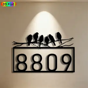1pc Bird & Number 8809 Metal Wall Art,Bird Perched on Branch Statue Mural, Ideal Gift for New Year, Easter, Home Address Decor Enthusiasts,  Metal Wall Decor Wall Sculptures, Perfect for Front Door Wall & Garden Fence, Unique Outdoor & Indoor Decor
