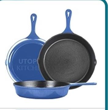 Pre-Seasoned Cast Iron Skillet Set 3-Piece - Frying Pan - 6 Inch, 8 Inch and 10 Inch Cast Iron Set