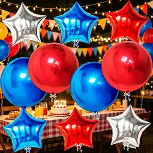 Silver Blue Star Balloons Pack of 10, Perfect for Festival Decorations, Anniversary Celebrations, Birthday Party Themes