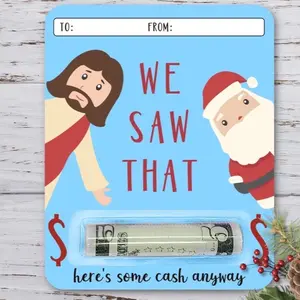 Christmas Card with Jesus and Santa Design - Fun Holiday Gift for Friends and Family