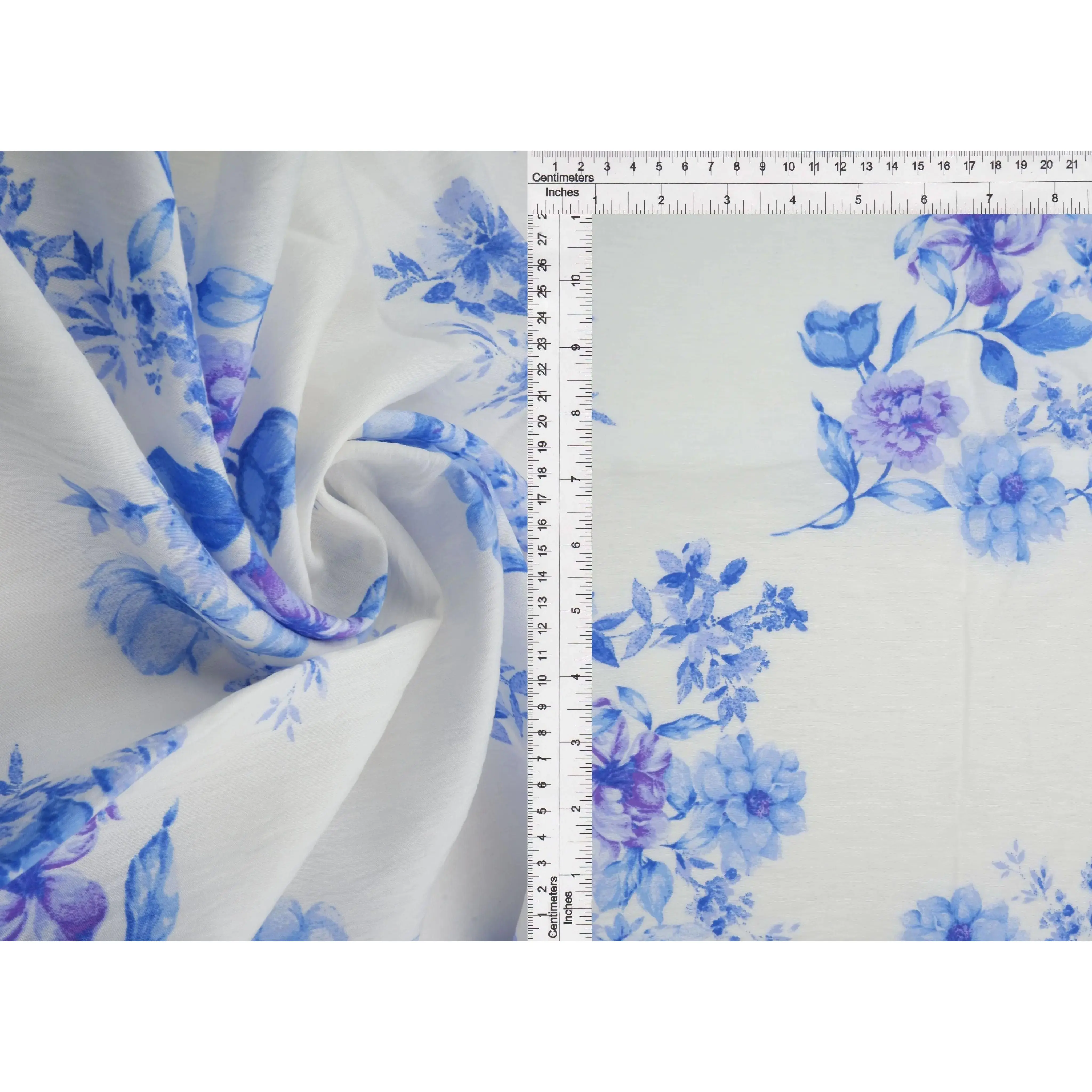 Luxury Floral Print Viscose-Nylon Woven Dressmaking Fabric - Lightweight, Airflow Apparel Material, 57" Wide Polyester Fabric Alternative
