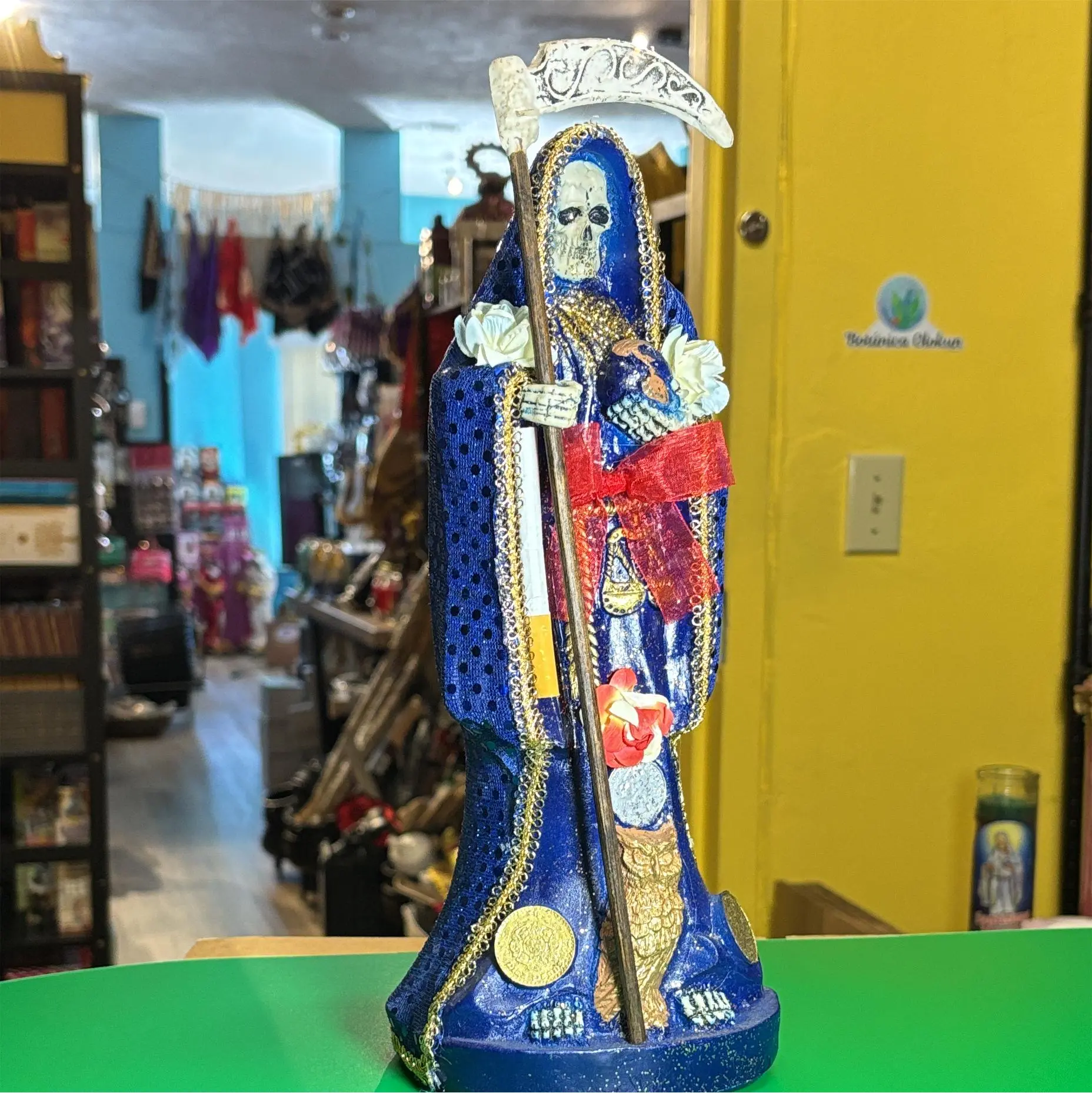 Santa Muerte statue Blue robe 12 inch