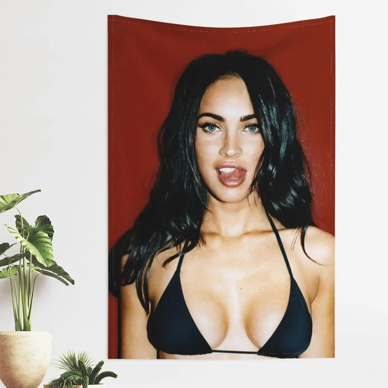 Megan Fox Flag Tapestry Wall Mural, 3x5Ft Room Art with 4 Brass Grommets, Home Decor Wall Hanging for Man Cave & College Dorm Room Outdoor Banner