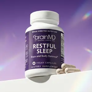 BrainMD - Restful Sleep | Promotes sustained, restorative sleep | A powerful dose of 2.5 mg of melatonin per serving - 60 vegan capsules Essential Minerals Supplement Calm Supplements