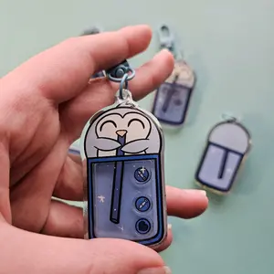 Kitten's Yarn Blue Pengu Boba Shaker Keychain