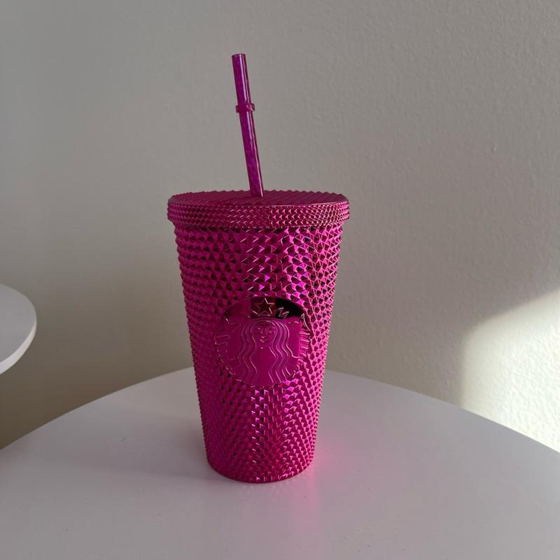 Starbucks New Sangria Pink Holiday USA Bling Studded Grande 16oz Tumbler