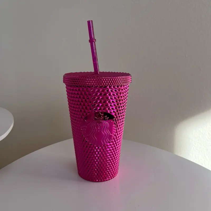 Starbucks New Sangria Pink Holiday USA Bling Studded Grande 16oz Tumbler