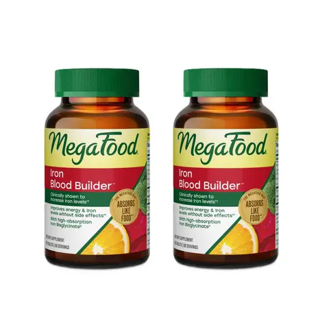 MegaFood Blood Builder Organic Gentle Iron Vitamins Supplements - Clinically Shown to Increase Iron Levels, Gentle on the Stomach, 60 Servings Vitamin Dietary Supplement