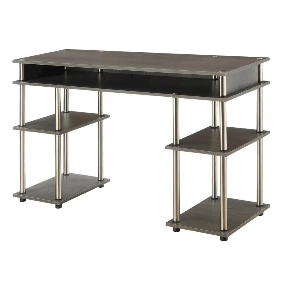Modern Rectangular Wooden Student Desk, Melamine Surface, Steel Frame for Study Space
