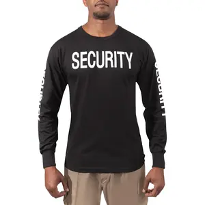 Black - SECURITY Long Sleeve T-Shirt, All Over Print, Poly/Cotton