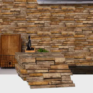 (12pcs/24pcs/48pcs) Irregular Shaped Tiles, Wood Grain Wall Stickers, Waterproof Wallpaper, Easy to Apply Waterproof Wall Decals, Suitable for Kitchen, Bathroom Countertops, Wall Decor, 24.6cm x 12cm #TOP PICKS