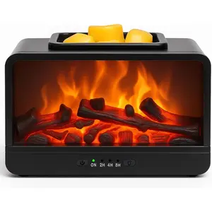 Dynamics Flame Fireplace Electric Wax Melt Warmer PTC Heating Plate Monochromatic Wax Burner  Wax Warmer for  Office Gifts & Decor(Black)