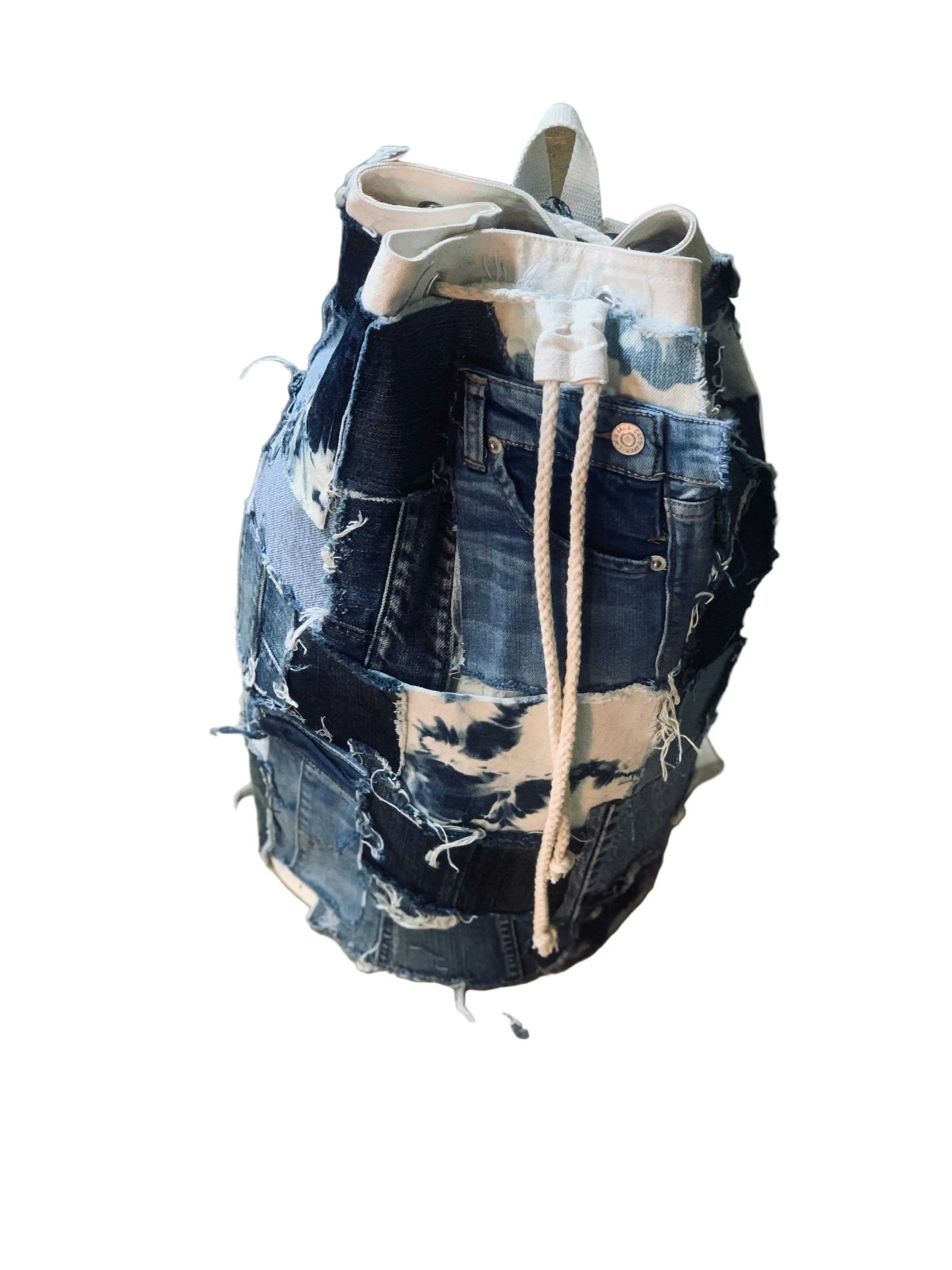 Patchwork drawstring duffel bag