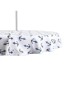 Design Imports 60" Anchors Print Round Outdoor Tablecloth with Zipper