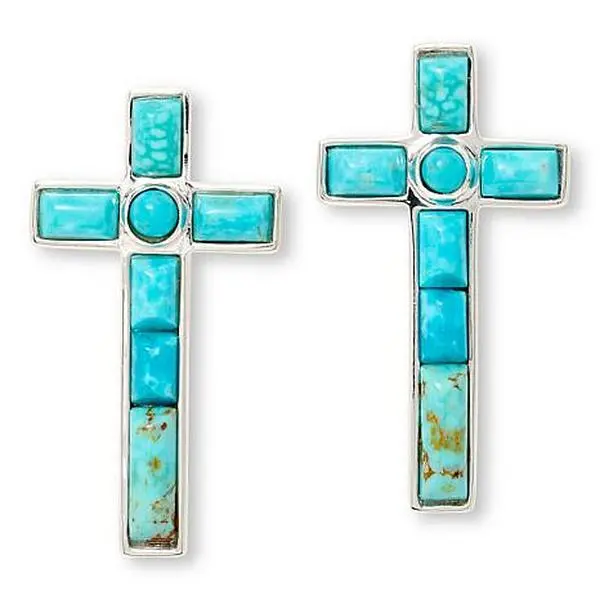 Mine Finds by Jay King Sterling Silver Sonoran Blue Turquoise Cross Earrings