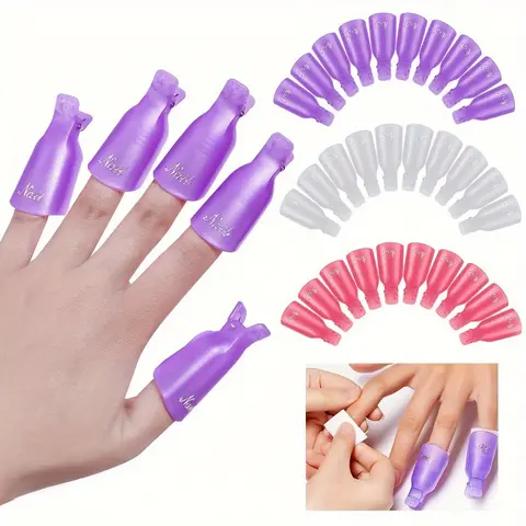 10pcs Nail Remover Clips, Nail Remover Plastic Nail Art Polish Soak Off Remover Nail Gel Polish Remover