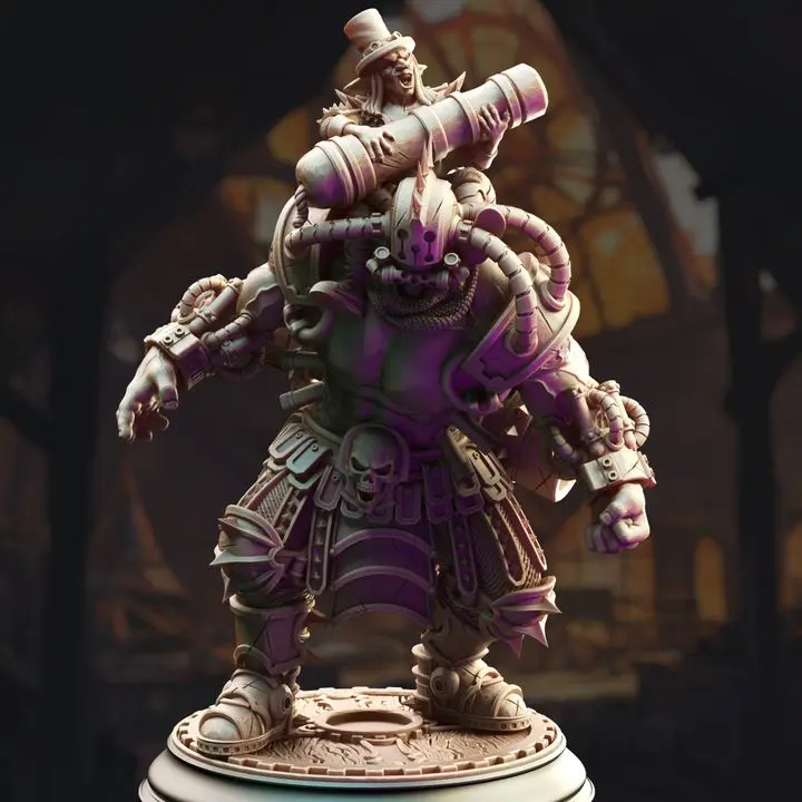 Chemical Abomination with Goblin Rider 3D-Printed Resin Miniature - Muscles & Brains Collectible Miniature, DM Stash Home Decor Statue Figurine, 3D-Printed Resin Miniatures, Collectible Miniatures
