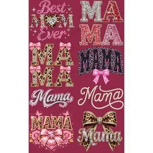 MAMA (9) FAUX GLITTER PREMADE GANGSHEET - 22X36 DTF TRANSFERS - DIRECT TO FILM