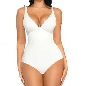 FeelinGirl Shapewear Bodysuits for Women Tummy Control Body Suits Deep V Neck Corset Tops Panty  Womenswear Nylon Soft Fashion Comfortable Deals For You Days #Summervibes