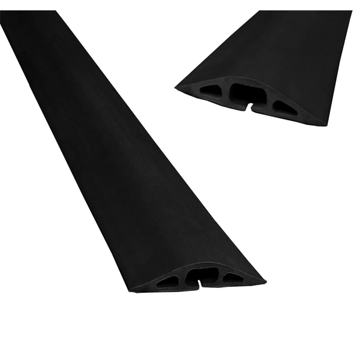 212 MAIN 5 ft. Black D-2 Rubber Duct Cord Cover - Easy-to-Install, Low-Profile Slit Shield for Vehicular Use, Cable and Wire Protection