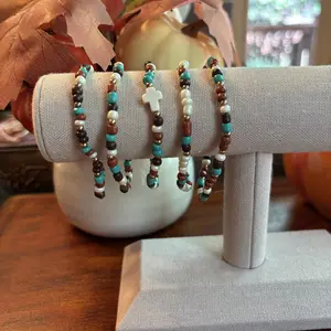 Western Style Cross Beaded Bracelet Stack