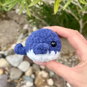 Crochet Whale Plush Toy - Color Choice - 2" x 3"