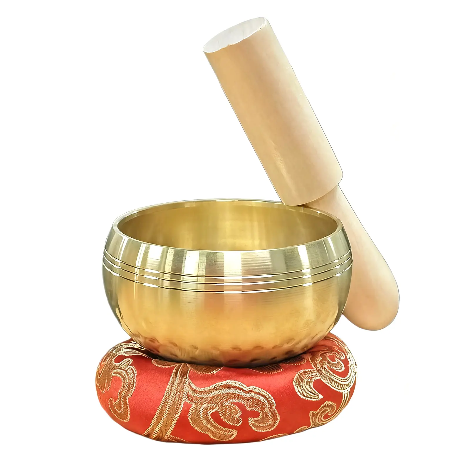 Hand Hammered Tibetan Singing Bowl Set, Meditation Sound Bowl Cushion ,1 Set Meditation Singing Bowls Wooden Stick, Suitable for Yoga, Healing, Chakra Balancing