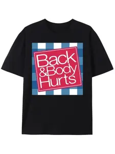 Elaxed Fit Graphic T Shirt For Men - Casual Streetwear Short Sleeve Tee With Funny 'Back And Body Hurts' Print For Summer, Spring Long Fitted T-Shirt For Men And Women Menswear