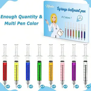 8/12/24 Pack Syringe Pens, Multi-Color Extendable Fun Nurse Week Gift Set, Ink Novelty Pen Set, Nursing Accessories, Role Play Doctor Gifts