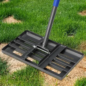 Rake, Lawn Leveling Rake, 5 FT Lawn Leveler with 17 x 10 Small Rakes Head, Long Handle Ground Leveling Tool