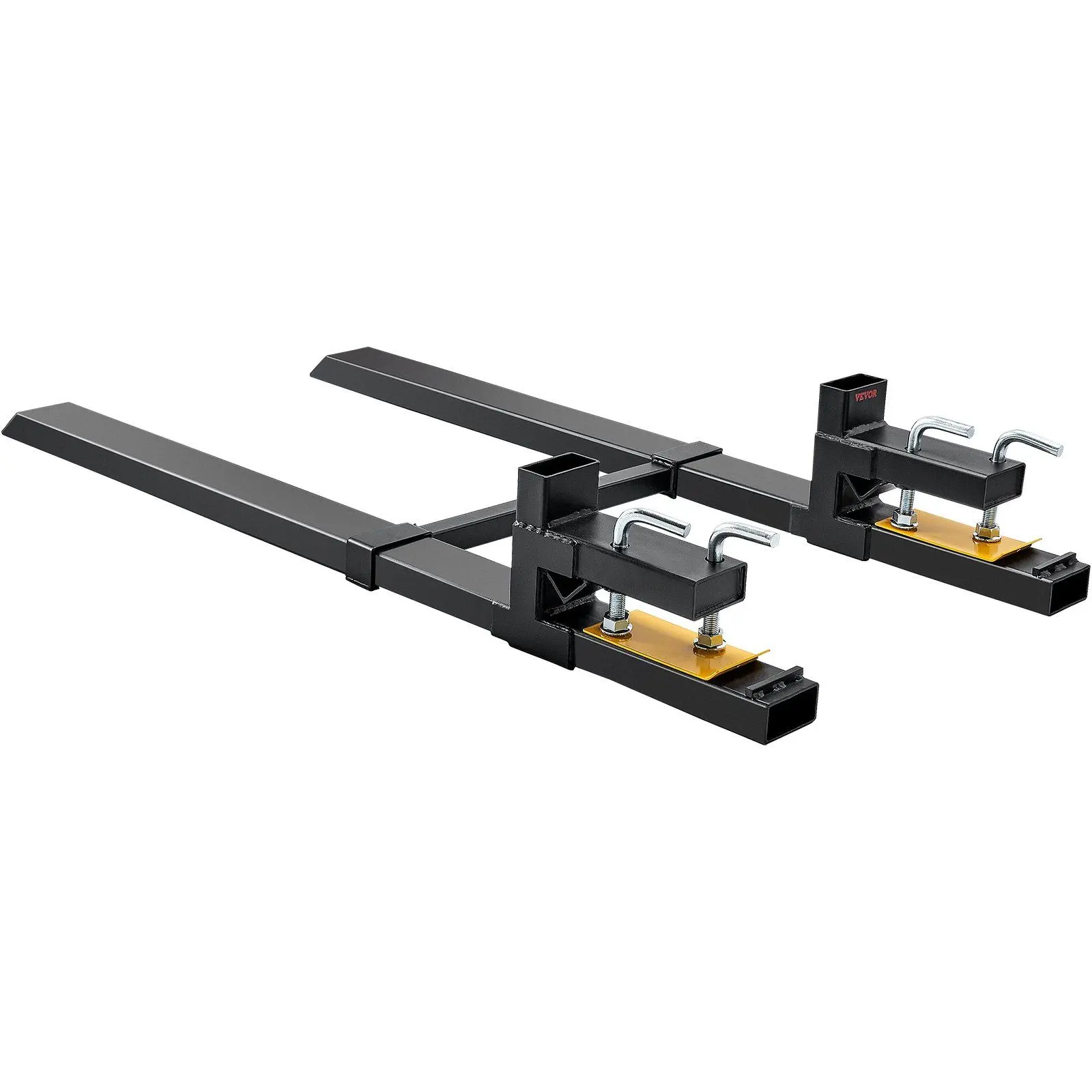 VEVOR Pallet Forks, 4000 lbs Clamp on Pallet Forks, 60" Total Length Heavy Duty Pallet Forks with Adjustable Stabilizer Bar, Tractor Bucket Forks for Tractor Attachments, Skid Steer, Loader Bucket