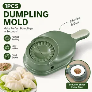 All-in-One Easy-Turn Dumpling Maker, 2-In-1 Dough Press & Wrapper Mold, Ergonomic Handle, No Power Needed, Fast Professional，Perfect for Making Perfect Dumplings