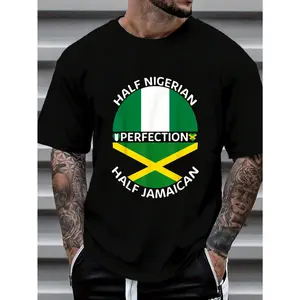 100% Cotton Half Nigerian Half Jamaican Nigeria Jamaica Flag Men Women T-Shirt Women's Men's Fashion Printing Tshirt Graphic Tee Causal Tops