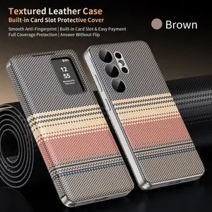 Premium Leather 2-in-1 Flip Wallet Case for Samsung S26 Ultra, S25, S24FE, S23+ Edge Smartphones - Built-In Card Holder, Smart View Window for Answering Calls, Checking Time Without Opening - Cellphone Handheld Devices Accessories