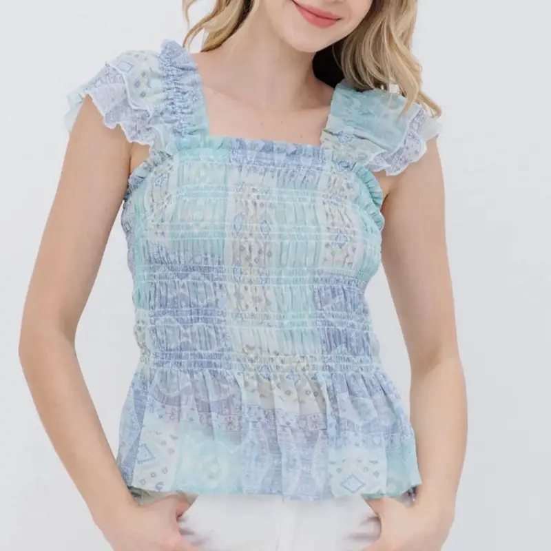 Smocked peplum blouse
