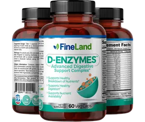 FineLand D-ENZYMES Advanced Digestive Support Complex, Supports Healthy Breakdowns of Nutrient, Supports Healthy Digestion gut  health  supplement Healthcare Dietary
