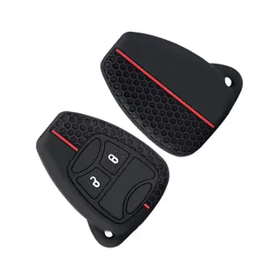 2 Buttons Silicone Car Key Cover Case Skin Protector Car Key Accessory for JEEP Commander Grand Cherokee Liberty Wrangler Compass Patriot Keychain