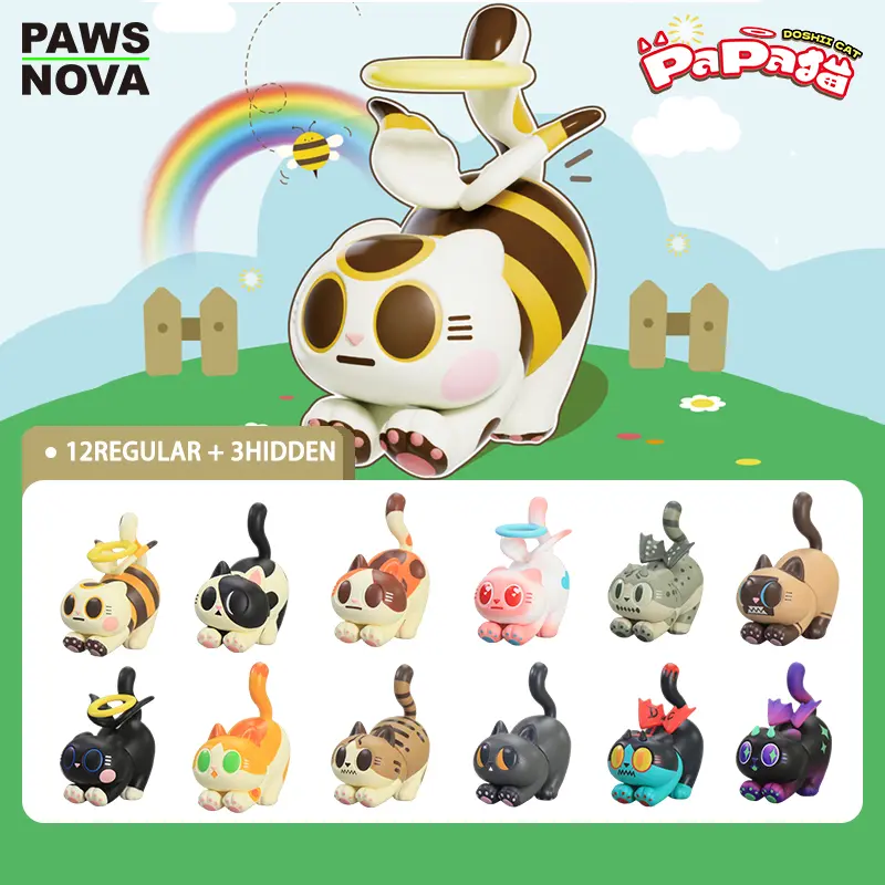 PAWSNOVA Doshiicat PaPa Cat Blind Box Toy,Collectible Figures for Home Decor or Gift