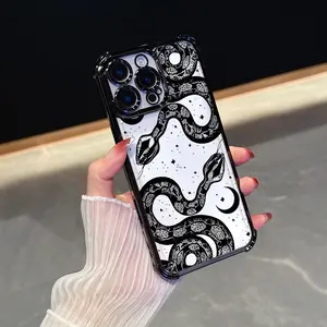 1 piece Snake phone case, electroplated four corner anti drop phone protective case, fashionable and creative trend iPhone phone case, suitable for iPhone 17 Pro Max, compatible with iPhone 7-17 series/pro max/plus/air/E/mini/x/xs/xr