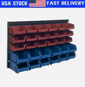 Stalwart 30 Bin Wall Mounted Parts Rack Nut Bolts Crafts Garage Storage Bins